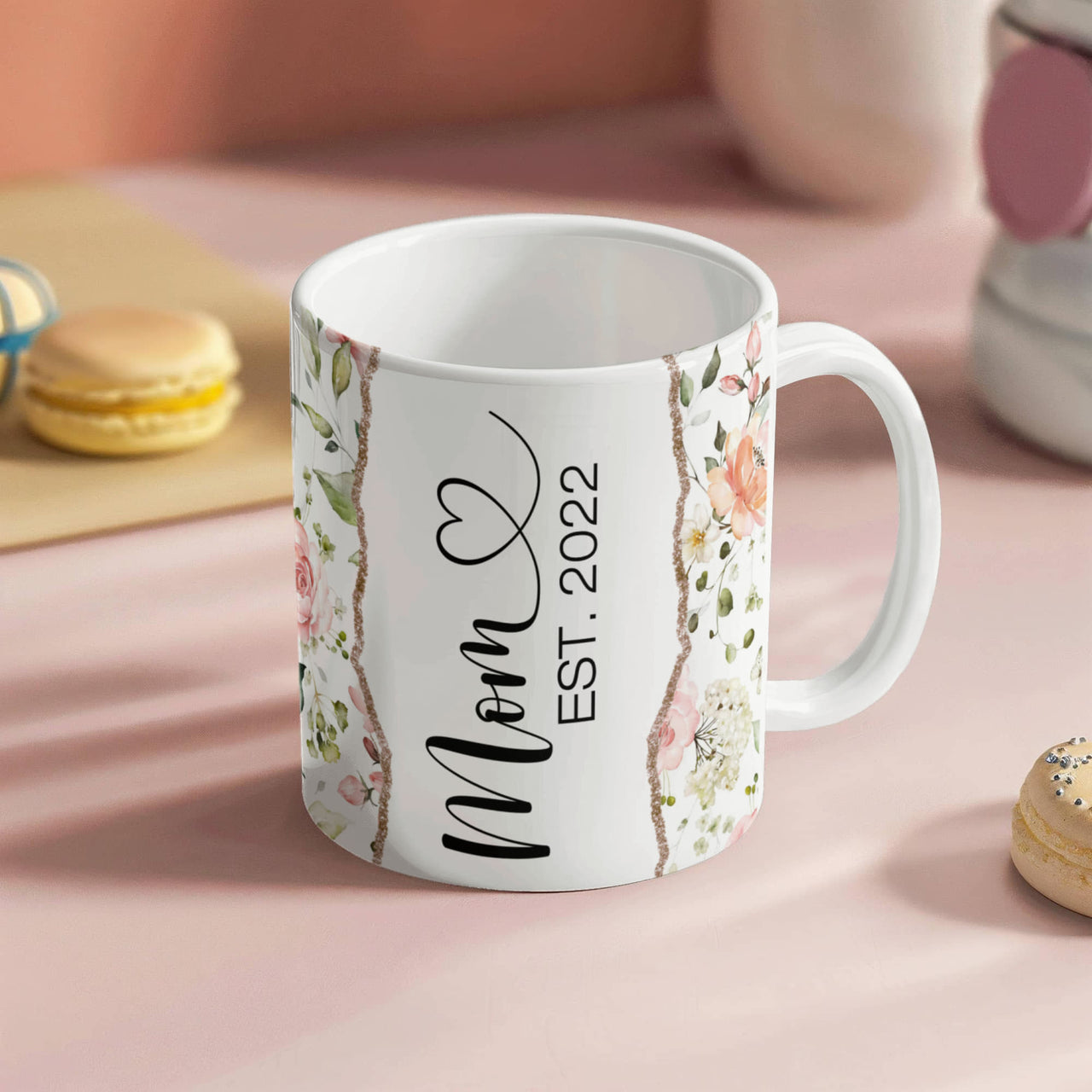 Personalized White Ceramic Mug for Mom - Mother's Day Gift - Mom EST.
