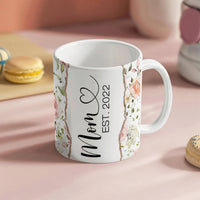 Personalized White Ceramic Mug for Mom - Mother's Day Gift - Mom EST.