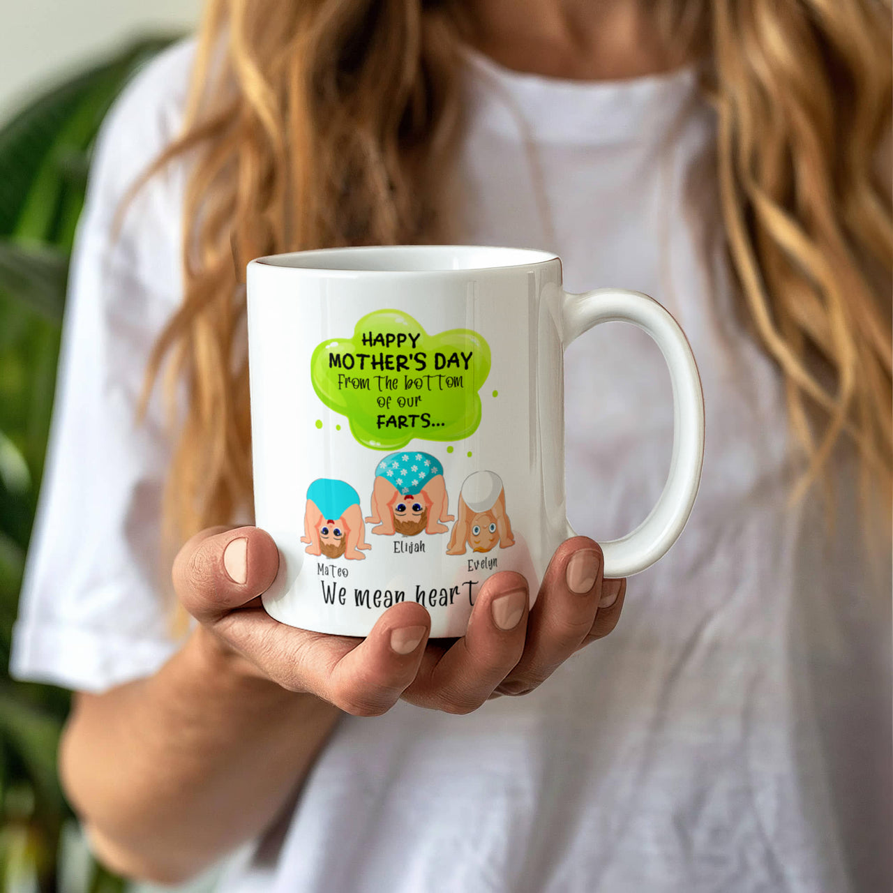 Funny White Ceramic Photo for Mom - Mother's Day Gift - From the Bottom of Our Hearts