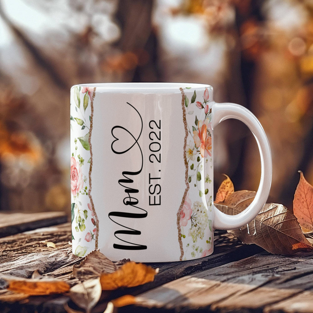 Personalized White Ceramic Mug for Mom - Mother's Day Gift - Mom EST.
