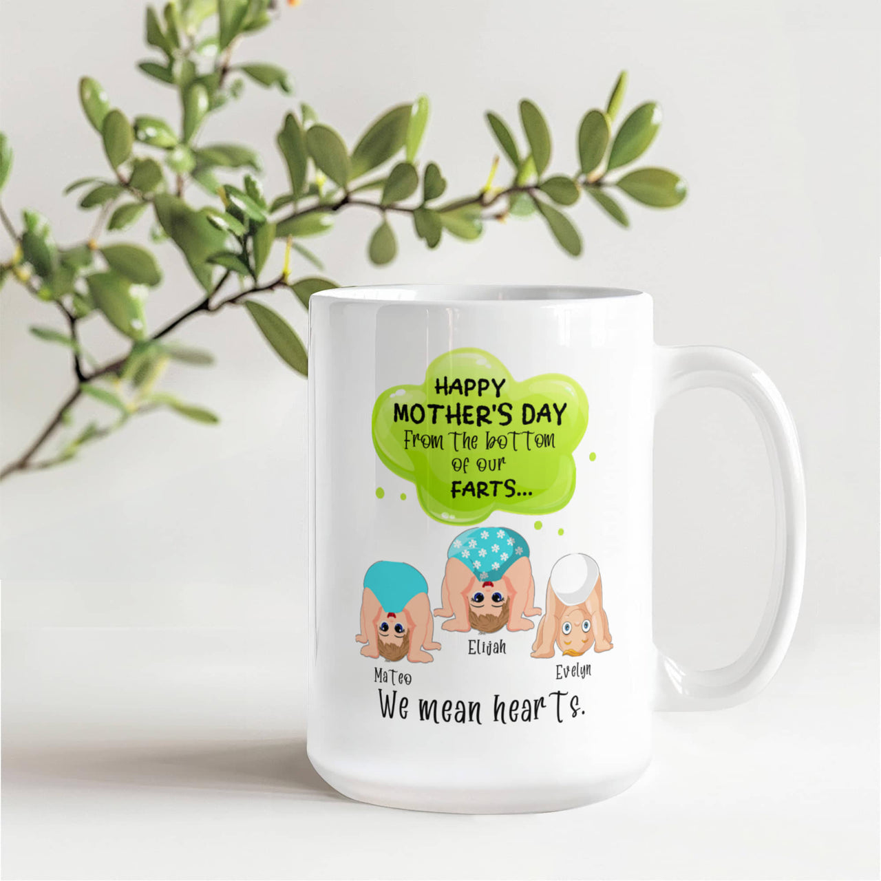 Funny White Ceramic Photo for Mom - Mother's Day Gift - From the Bottom of Our Hearts