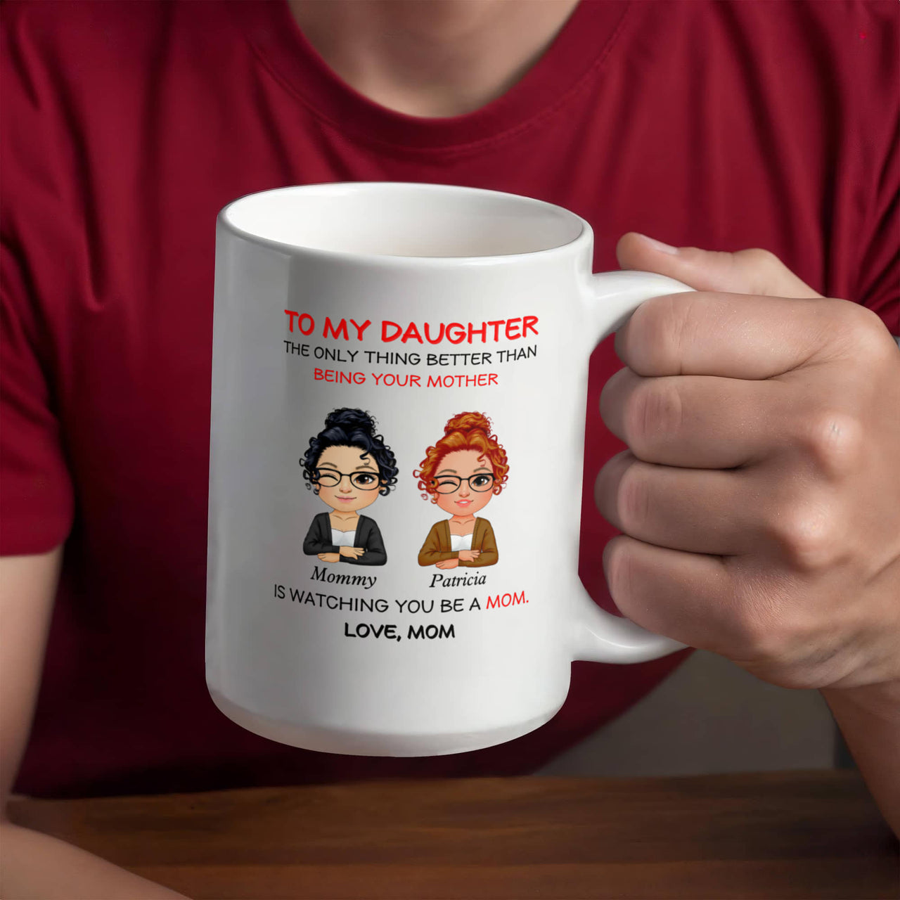 White Ceramic Mug for Daughter from Mom - Mother's Day Gift