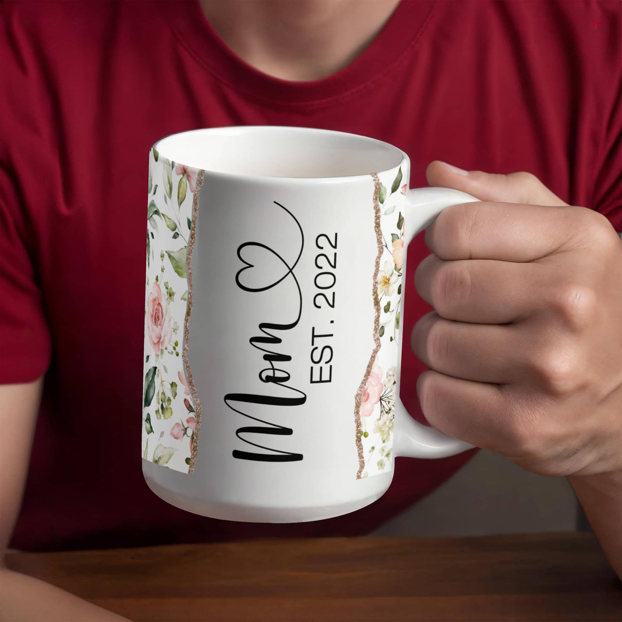 Personalized White Ceramic Mug for Mom - Mother's Day Gift - Mom EST.