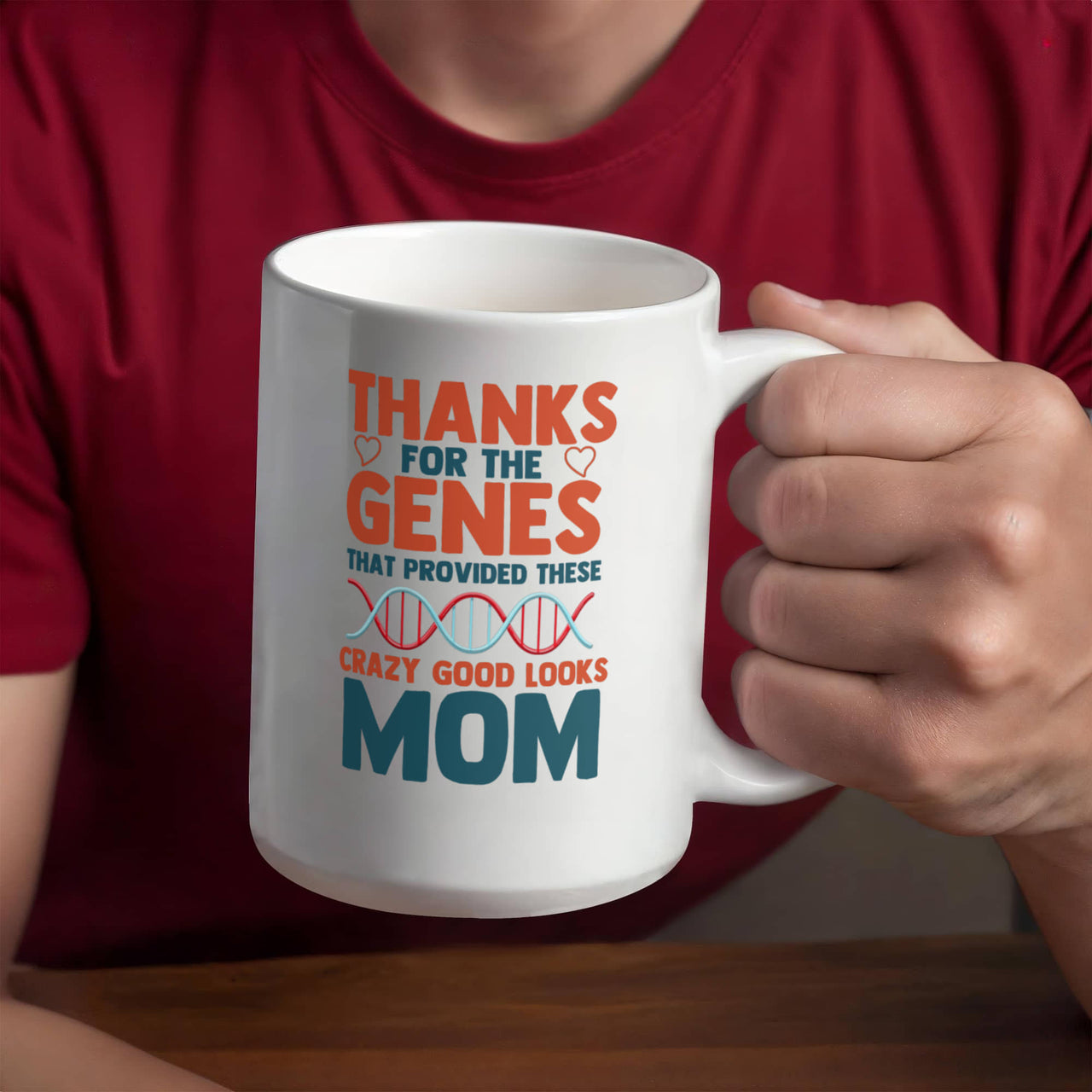 Funny White Ceramic Mug for Mom - Mother's Day Gift - Thanks for the Genes