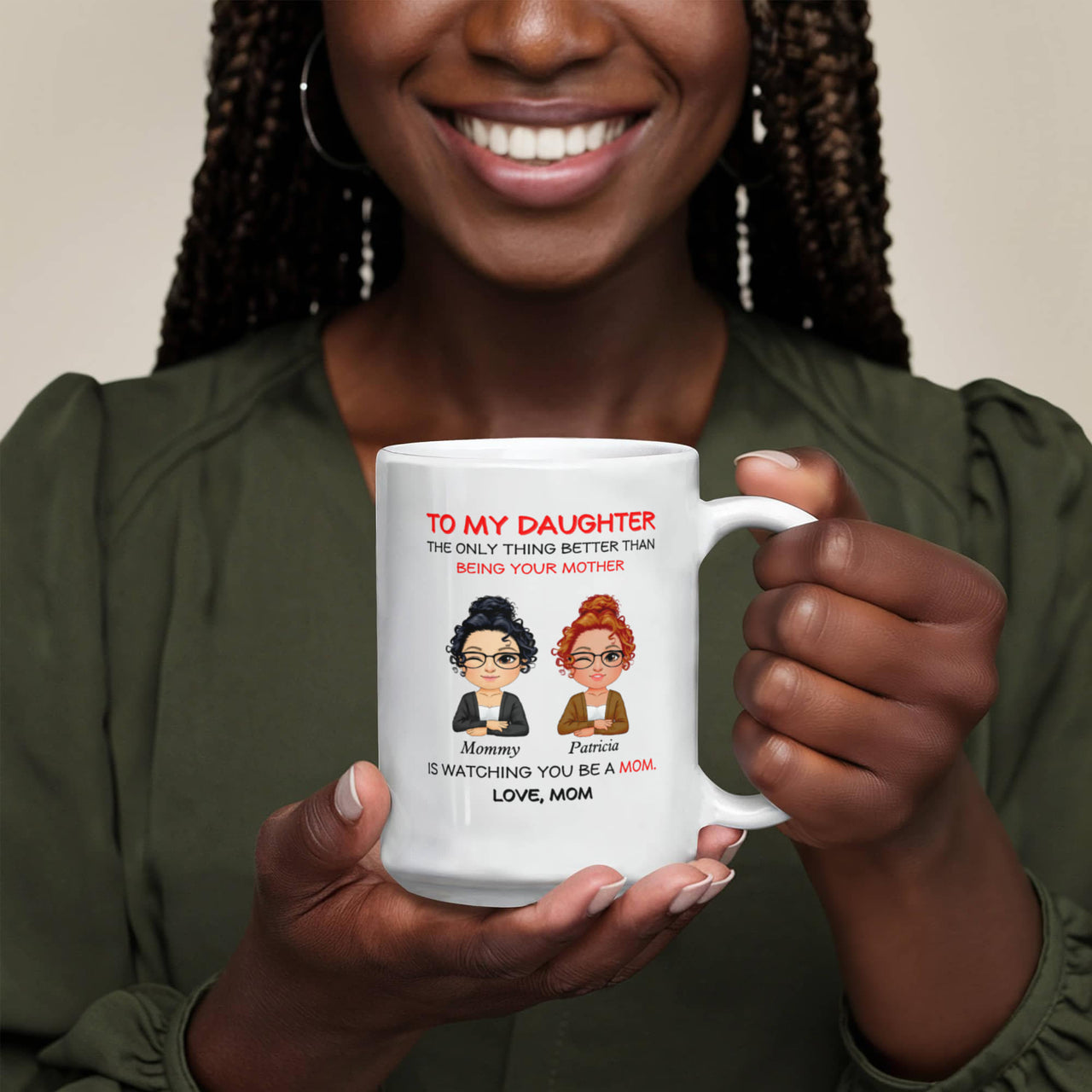 White Ceramic Mug for Daughter from Mom - Mother's Day Gift