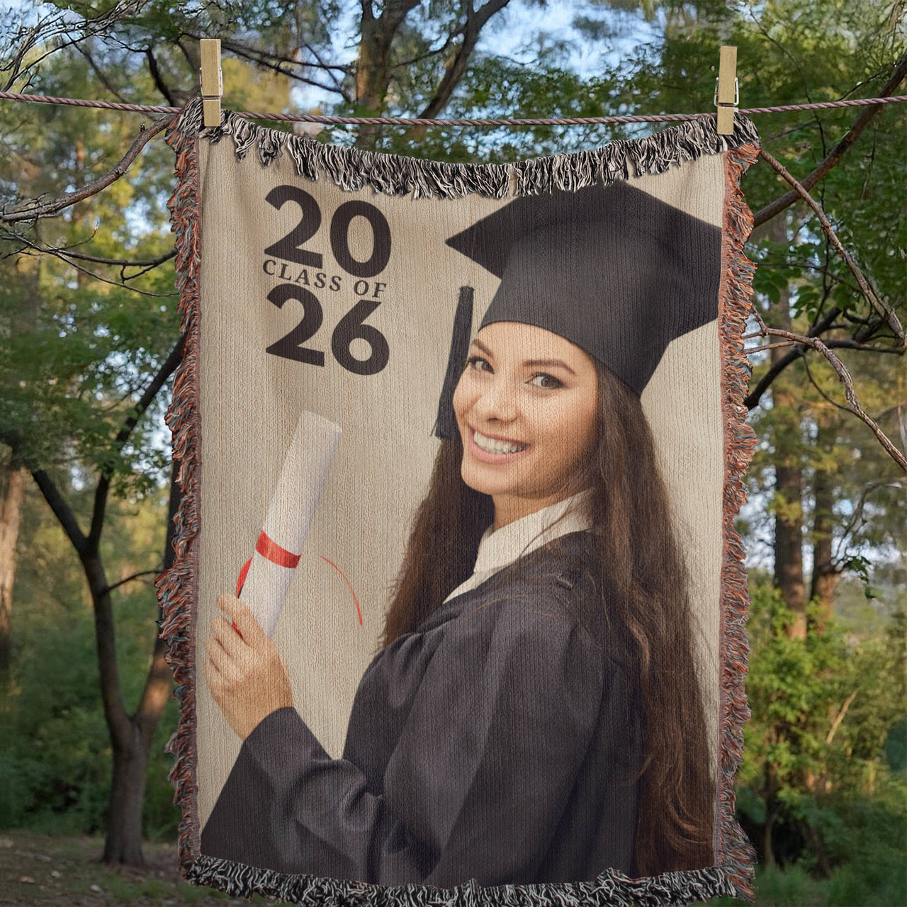 Photo Heirloom Woven Blanket (Portrait) - Graduation personalized