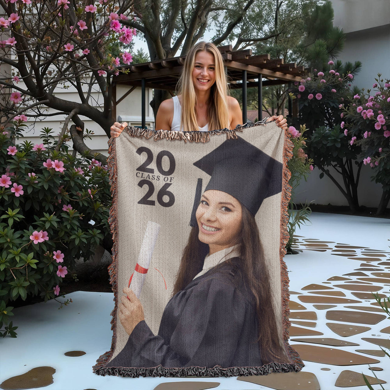 Photo Heirloom Woven Blanket (Portrait) - Graduation personalized