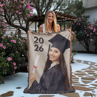 Photo Heirloom Woven Blanket (Portrait) - Graduation personalized