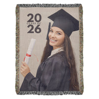 Photo Heirloom Woven Blanket (Portrait) - Graduation personalized