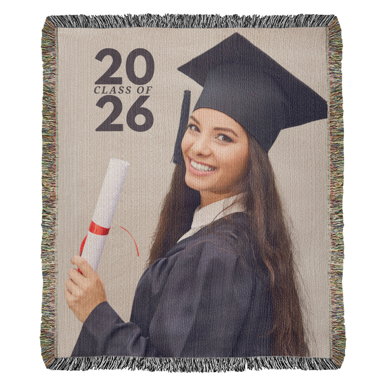 Photo Heirloom Woven Blanket (Portrait) - Graduation personalized