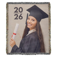 Photo Heirloom Woven Blanket (Portrait) - Graduation personalized