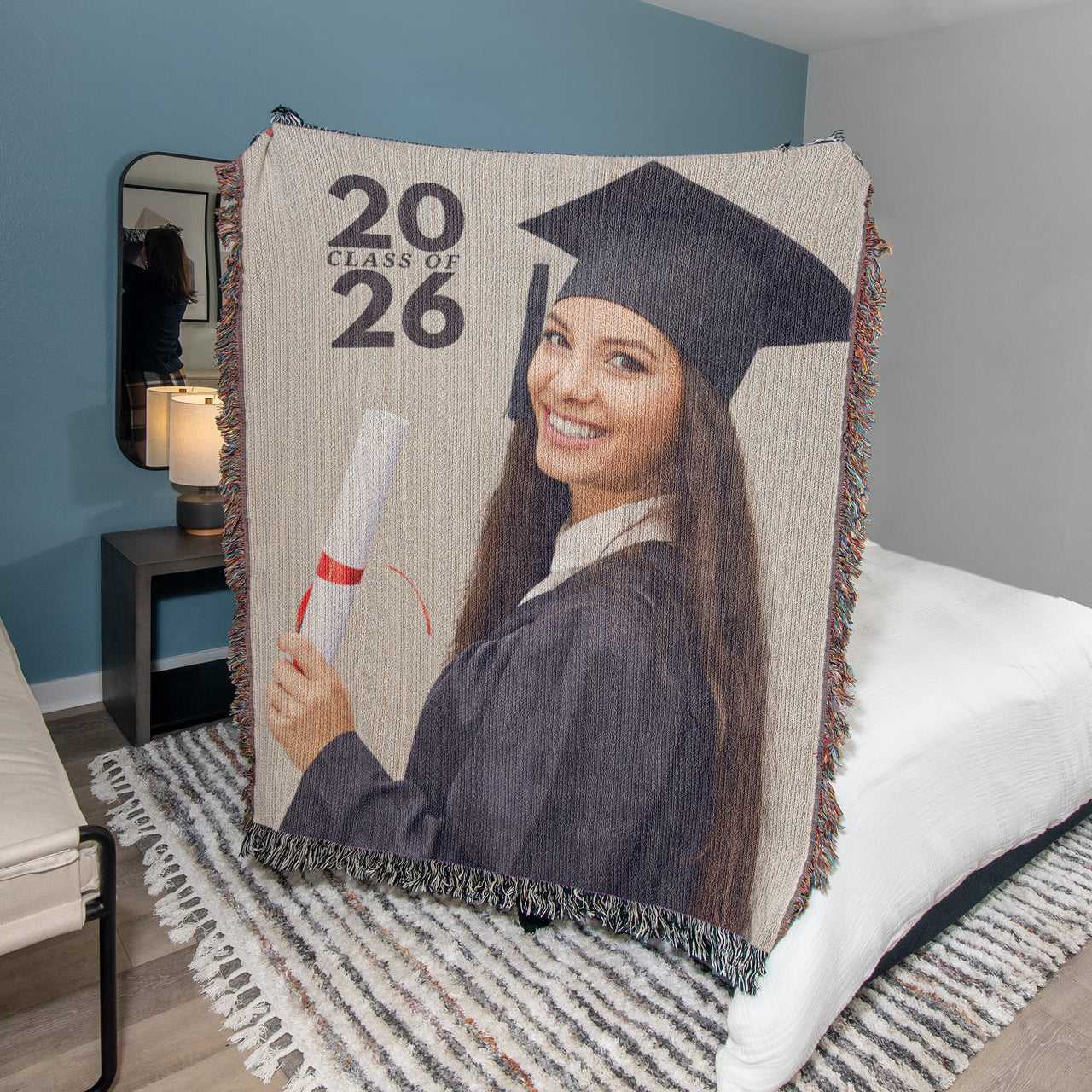 Photo Heirloom Woven Blanket (Portrait) - Graduation personalized