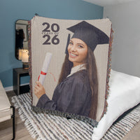 Photo Heirloom Woven Blanket (Portrait) - Graduation personalized
