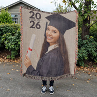 Photo Heirloom Woven Blanket (Portrait) - Graduation personalized