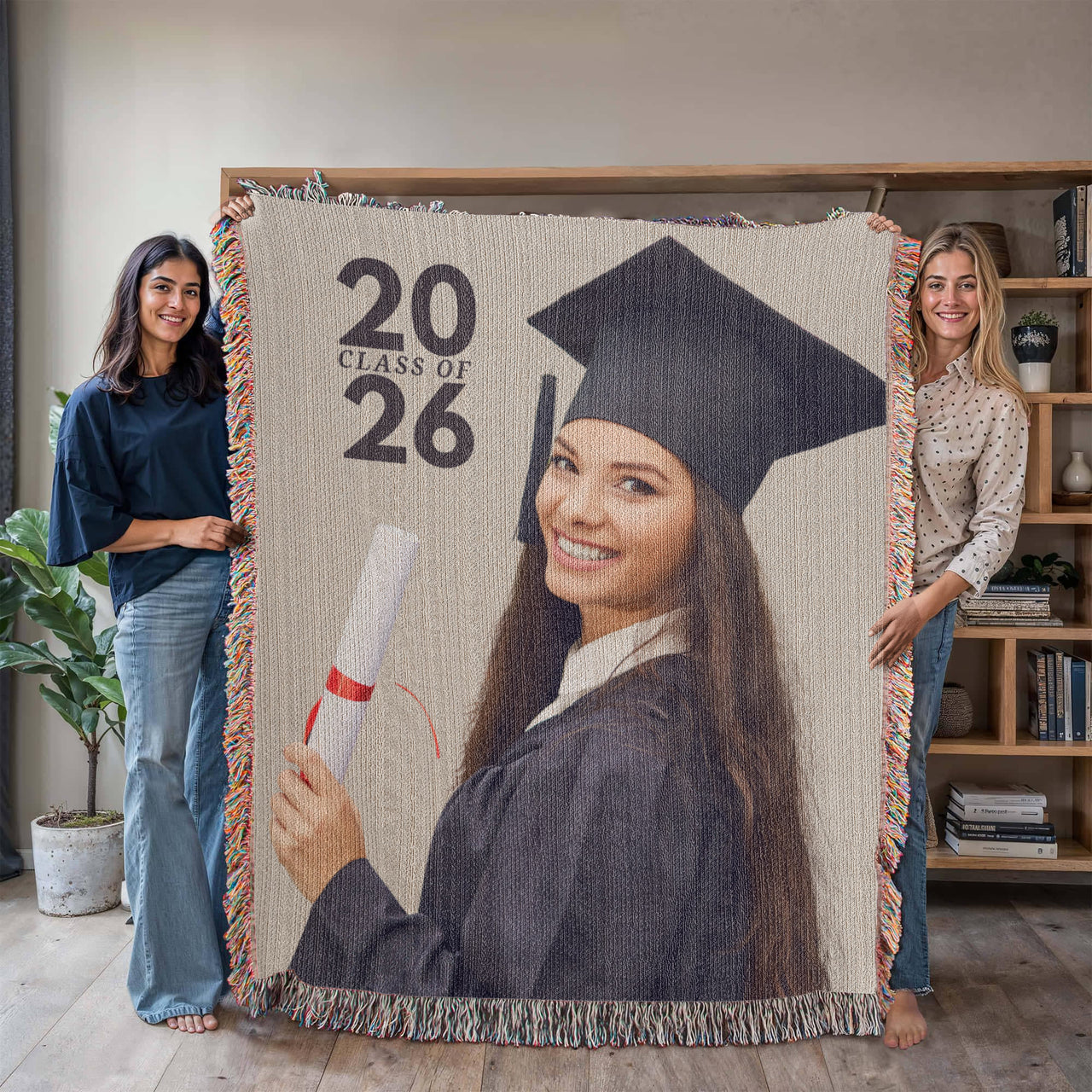 Photo Heirloom Woven Blanket (Portrait) - Graduation personalized