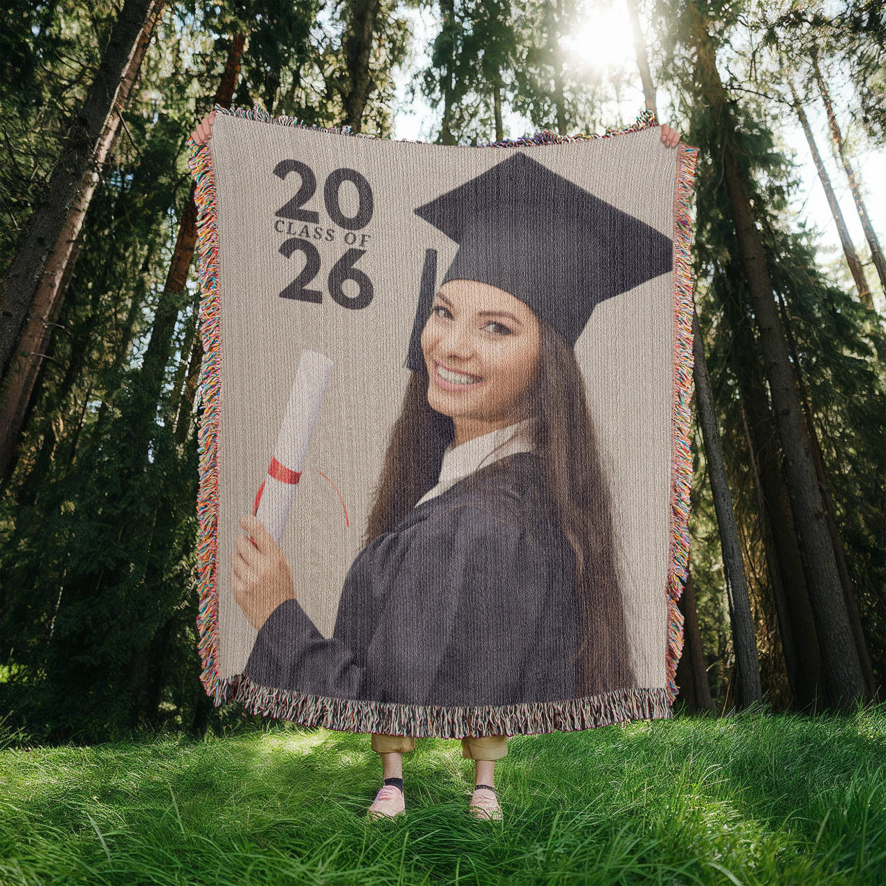 Photo Heirloom Woven Blanket (Portrait) - Graduation personalized