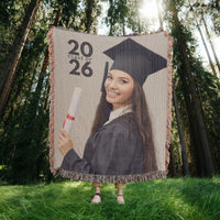 Photo Heirloom Woven Blanket (Portrait) - Graduation personalized