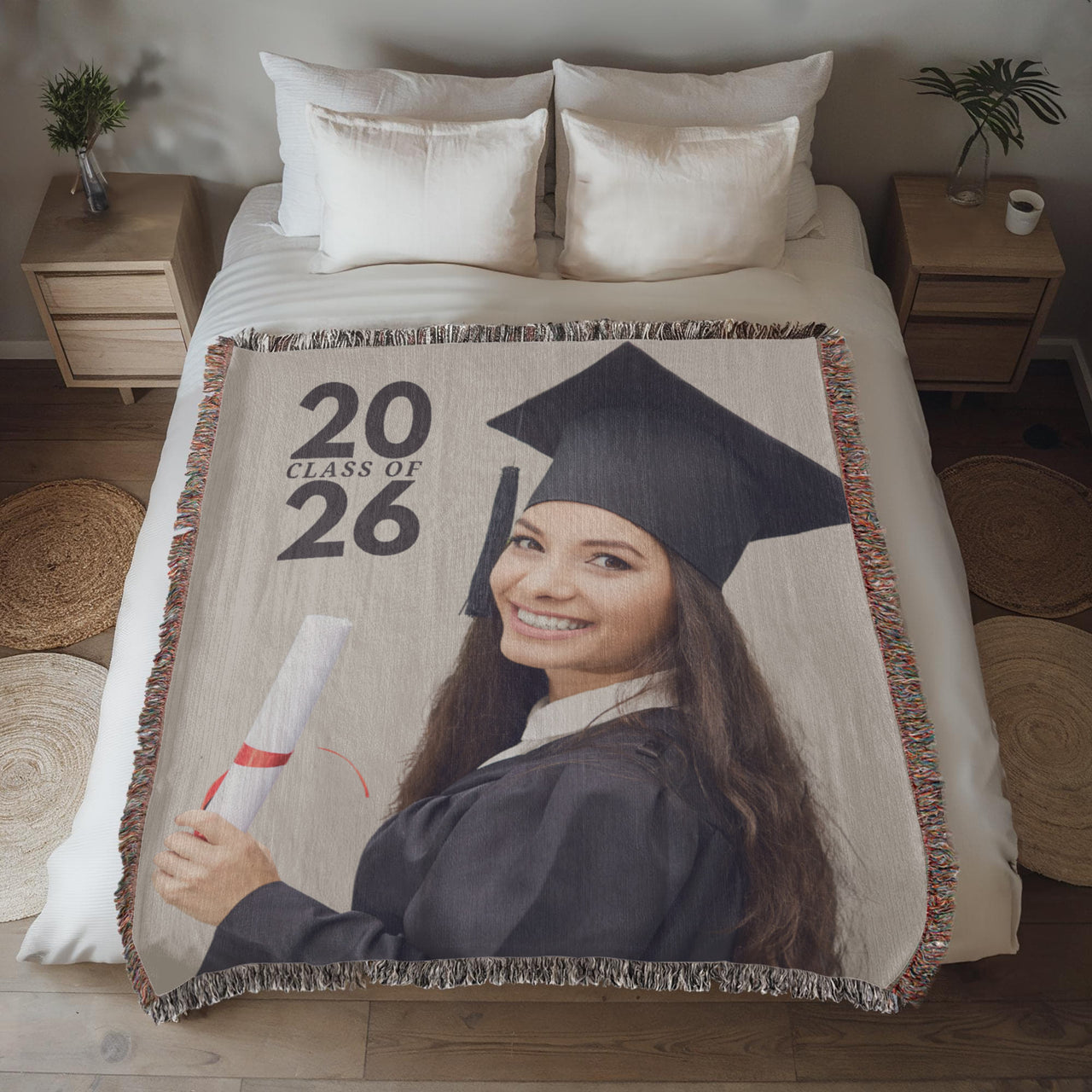 Photo Heirloom Woven Blanket (Portrait) - Graduation personalized
