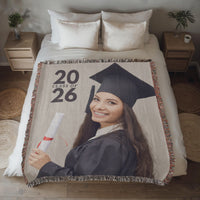Photo Heirloom Woven Blanket (Portrait) - Graduation personalized