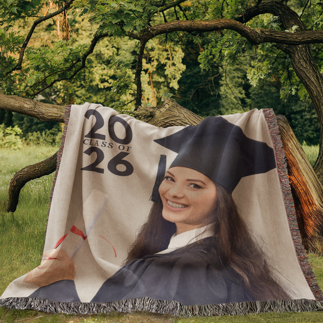 Photo Heirloom Woven Blanket (Portrait) - Graduation personalized