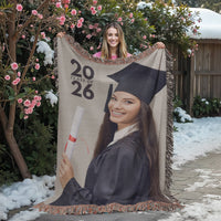 Photo Heirloom Woven Blanket (Portrait) - Graduation personalized