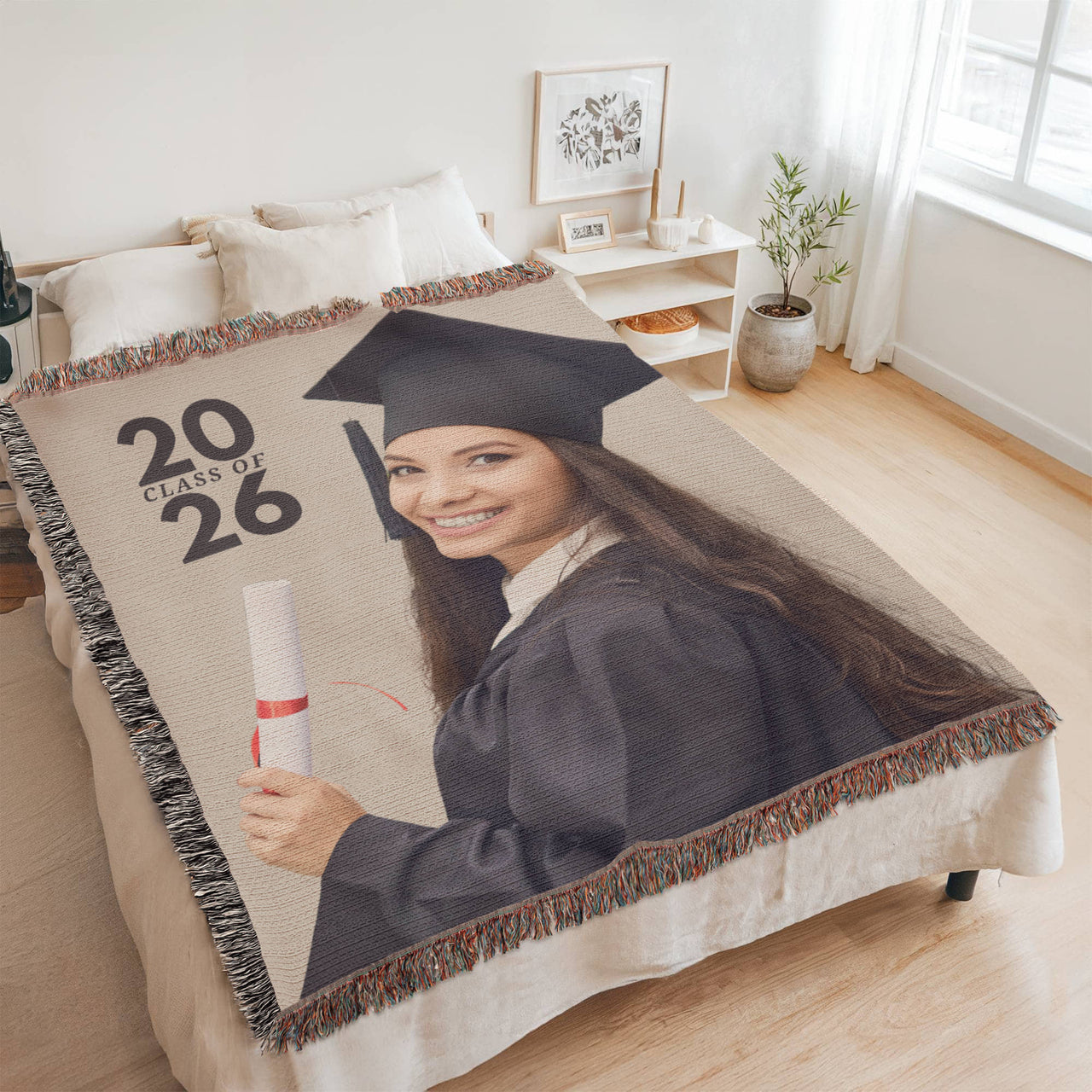 Photo Heirloom Woven Blanket (Portrait) - Graduation personalized
