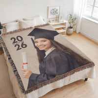 Photo Heirloom Woven Blanket (Portrait) - Graduation personalized