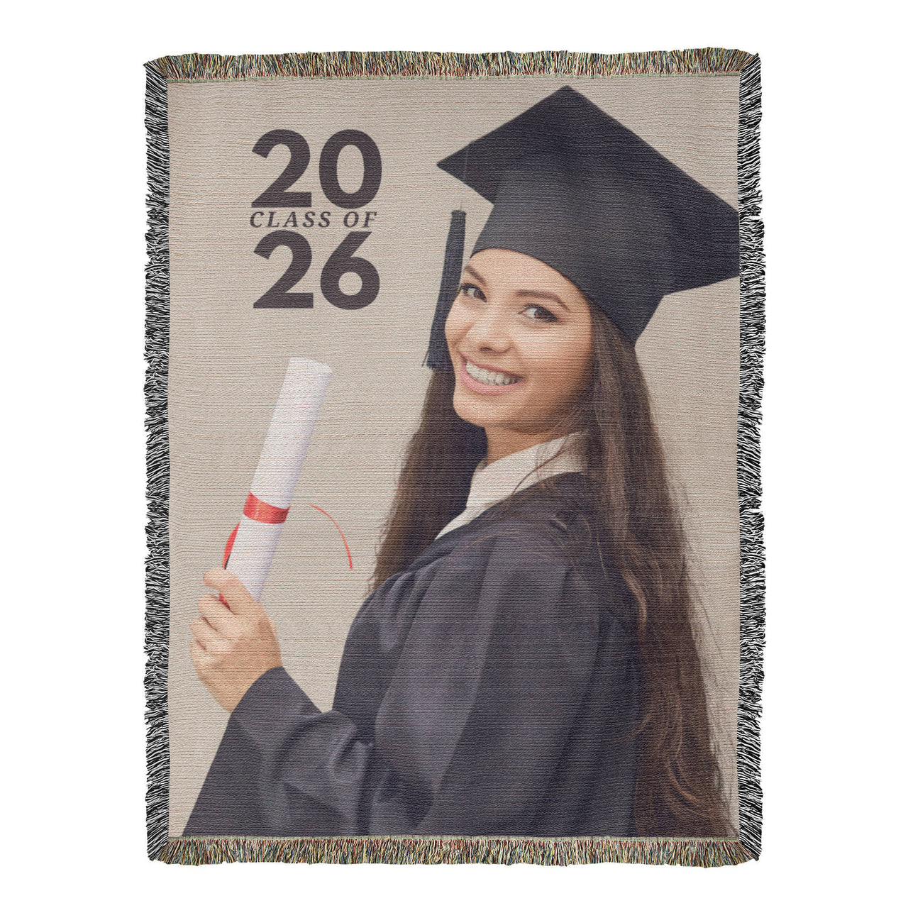 Photo Heirloom Woven Blanket (Portrait) - Graduation personalized