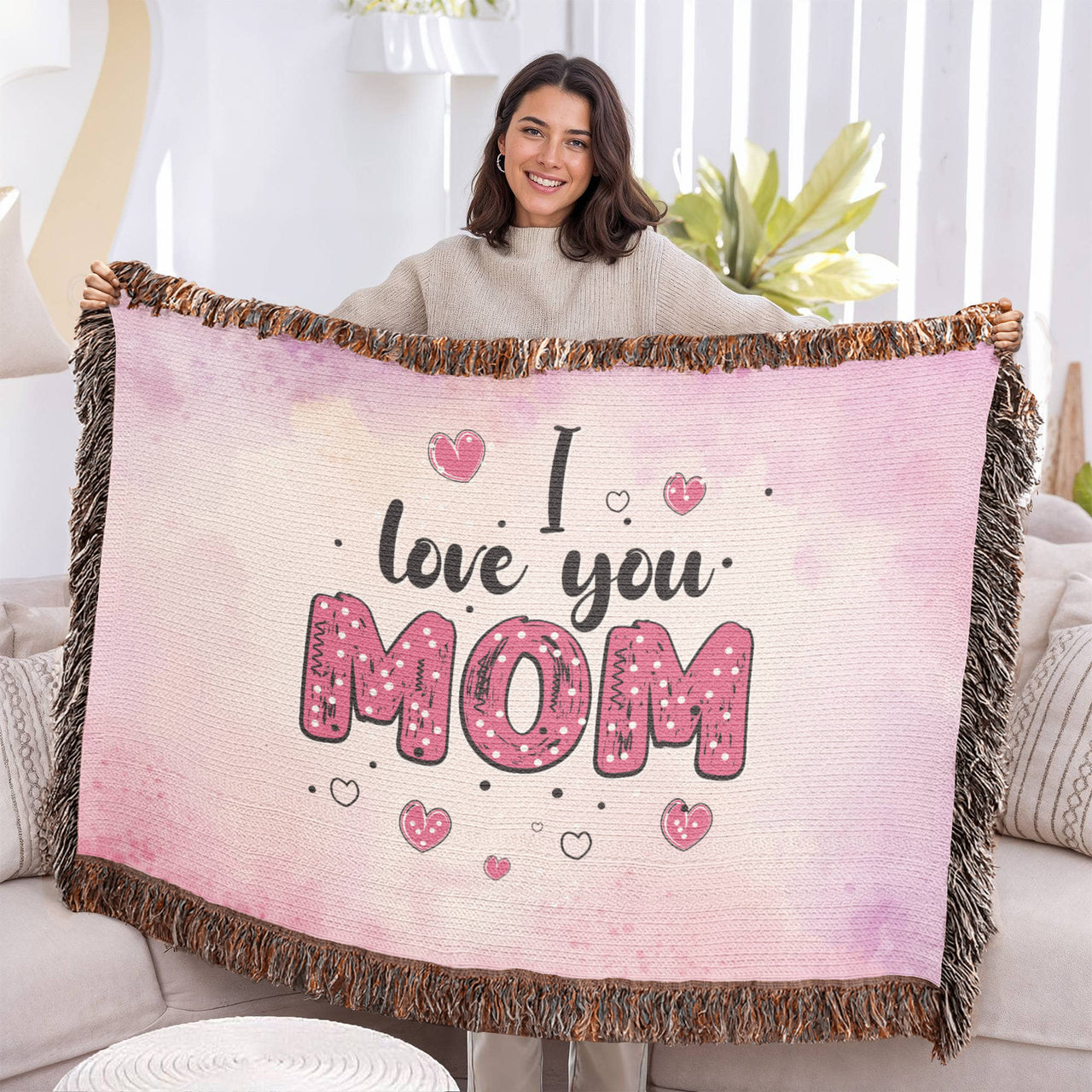 Artwork Heirloom Woven Blanket (Landscape) for Mom - Mother's Day Gift - I Love You Mom