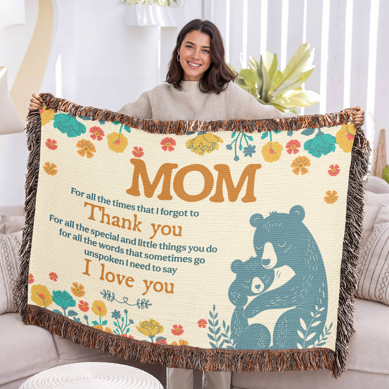 Artwork Heirloom Woven Blanket (Landscape) for Mom - Mother's Day Gift - Thank You