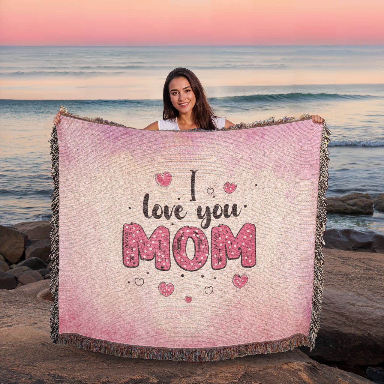 Artwork Heirloom Woven Blanket (Landscape) for Mom - Mother's Day Gift - I Love You Mom