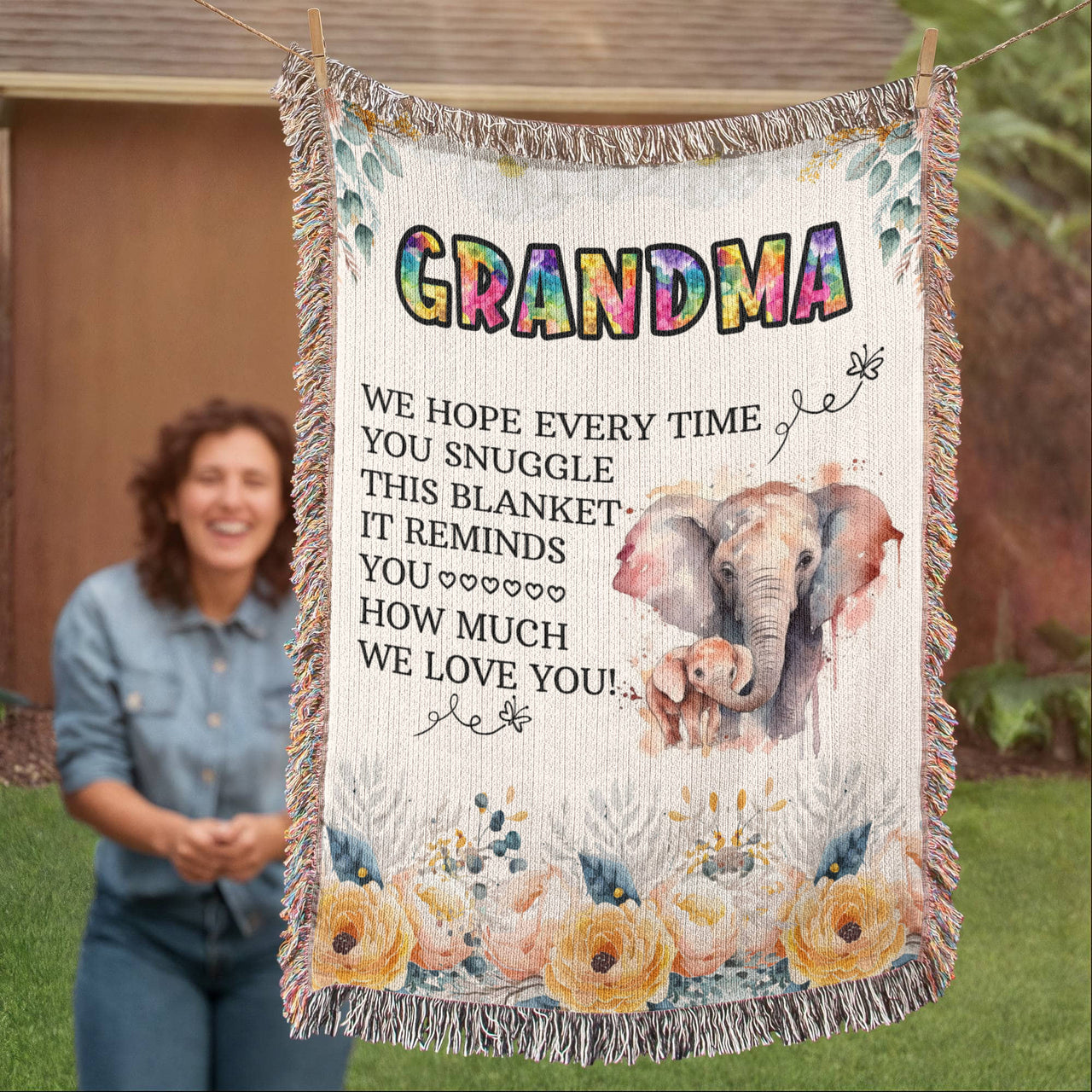 Artwork Heirloom Woven Blanket (Portrait) for Grandma - Mother's Day Gift