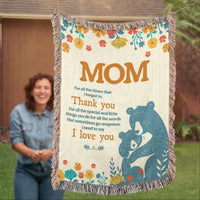 Artwork Heirloom Woven Blanket (Portrait) for Mom - Mother's Day Gift - Thank You