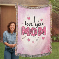 Artwork Heirloom Woven Blanket (Portrait) for Mom - Mother's Day Gift - I Love You Mom