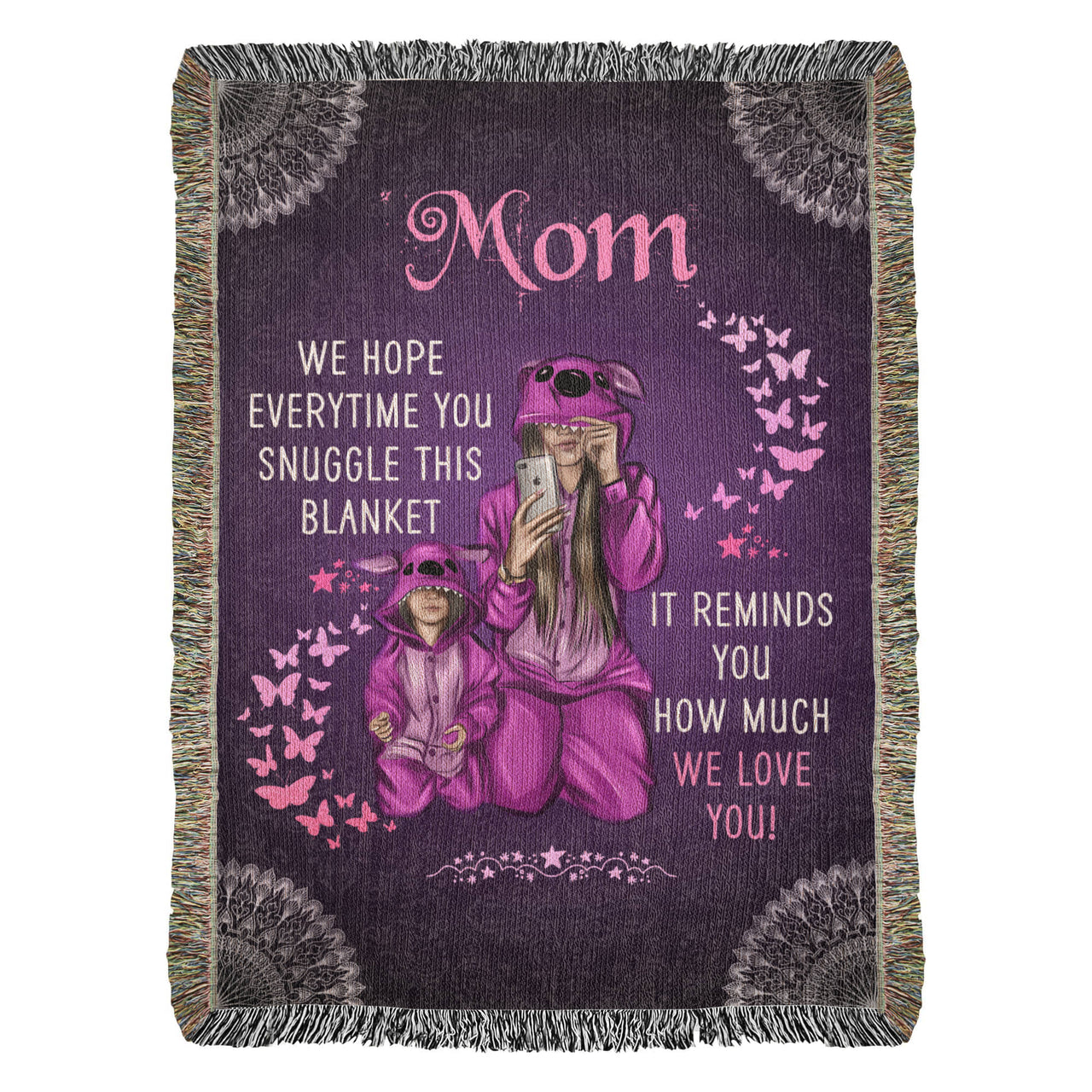Artwork Heirloom Woven Blanket (Portrait) for Mom - Mother's Day Gift - Love