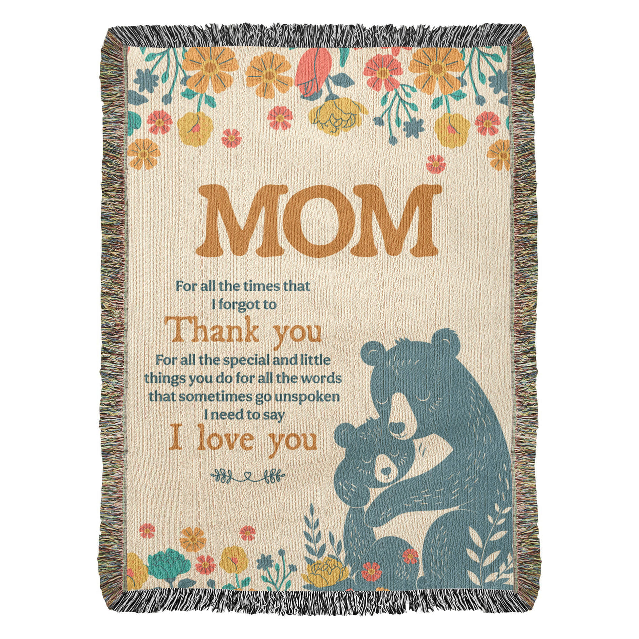 Artwork Heirloom Woven Blanket (Portrait) for Mom - Mother's Day Gift - Thank You