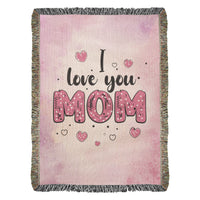 Artwork Heirloom Woven Blanket (Portrait) for Mom - Mother's Day Gift - I Love You Mom