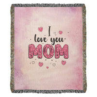 Artwork Heirloom Woven Blanket (Portrait) for Mom - Mother's Day Gift - I Love You Mom