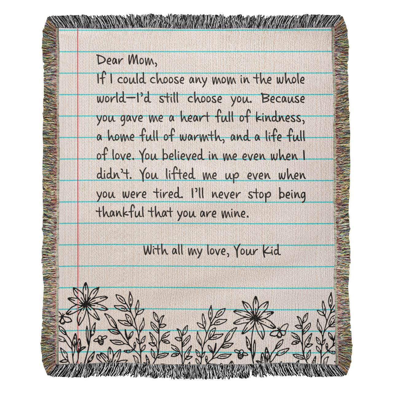 Artwork Heirloom Woven Blanket (Portrait) for Mom - Mother's Day Gift - Letter