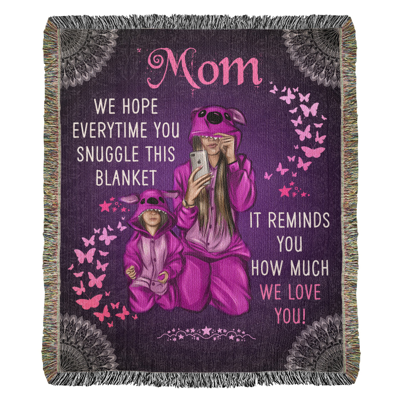 Artwork Heirloom Woven Blanket (Portrait) for Mom - Mother's Day Gift - Love
