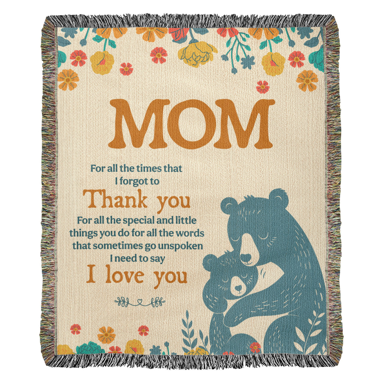 Artwork Heirloom Woven Blanket (Portrait) for Mom - Mother's Day Gift - Thank You