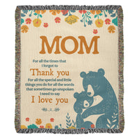 Artwork Heirloom Woven Blanket (Portrait) for Mom - Mother's Day Gift - Thank You