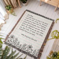 Artwork Heirloom Woven Blanket (Portrait) for Mom - Mother's Day Gift - Letter