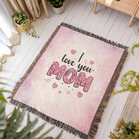 Artwork Heirloom Woven Blanket (Portrait) for Mom - Mother's Day Gift - I Love You Mom