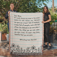 Artwork Heirloom Woven Blanket (Portrait) for Mom - Mother's Day Gift - Letter