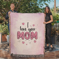 Artwork Heirloom Woven Blanket (Portrait) for Mom - Mother's Day Gift - I Love You Mom
