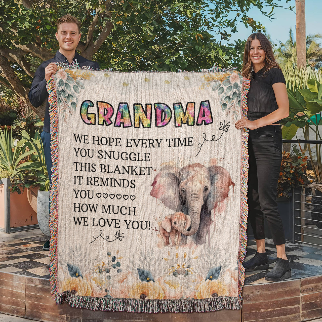 Artwork Heirloom Woven Blanket (Portrait) for Grandma - Mother's Day Gift