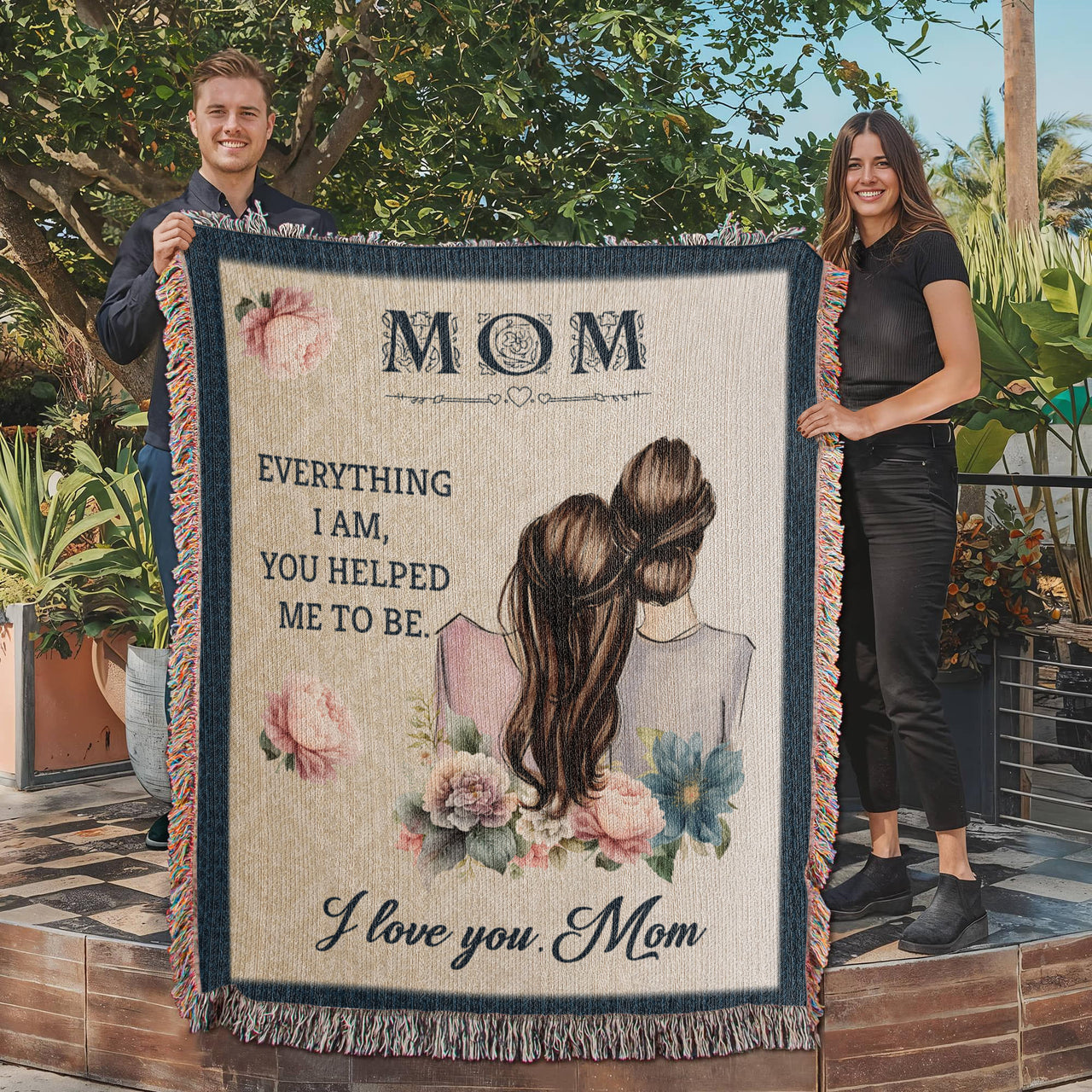 Artwork Heirloom Woven Blanket (Portrait) for Mom - Mother's Day Gift - Everything I am
