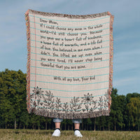 Artwork Heirloom Woven Blanket (Portrait) for Mom - Mother's Day Gift - Letter
