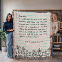 Artwork Heirloom Woven Blanket (Portrait) for Mom - Mother's Day Gift - Letter